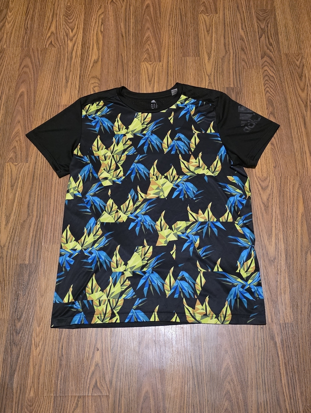 Adidas ClimaCool Training Tee Mens Large Blue Tropical Geometric Mesh Back F38